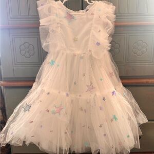 Lola + The Boys White Starry Kids Formal Dress